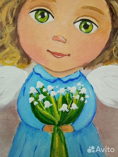 Картина на холсте Ангел с ландышами