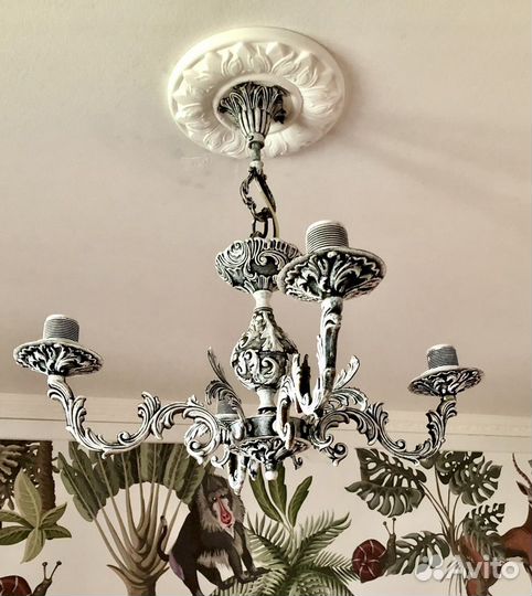 Винтажная люстра СССР, ретро, вес 5 кг, бронза