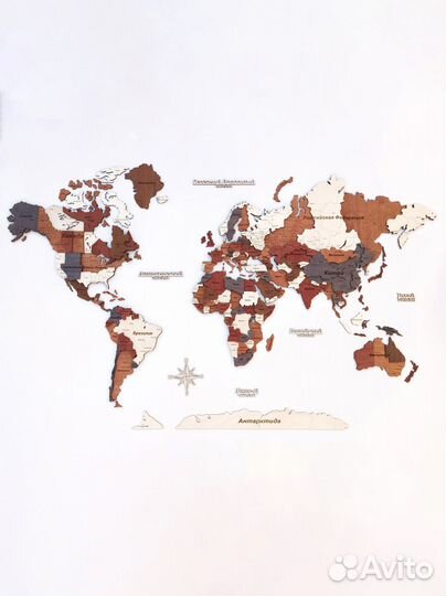 Карта мира деревянная / настенная в наличии