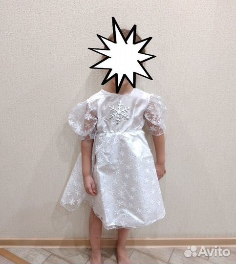 Костюм снежинки с ободком подойдет на рост 104-110