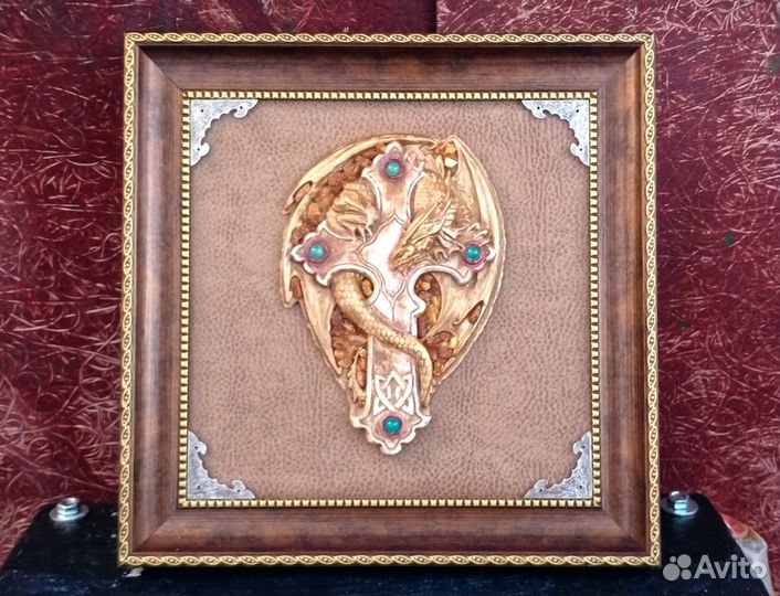 Панно барельеф Дракон на кресте