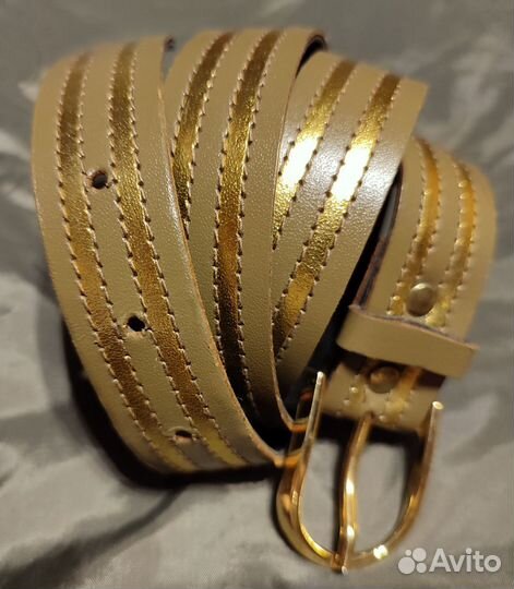 Италия ремень пояс винтаж кожа с золотом