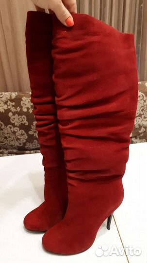 Сапоги зимние 34-35р красные