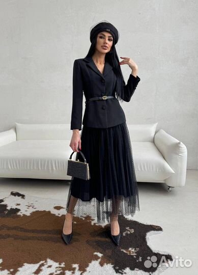 Костюм двойка с юбкой cristian dior