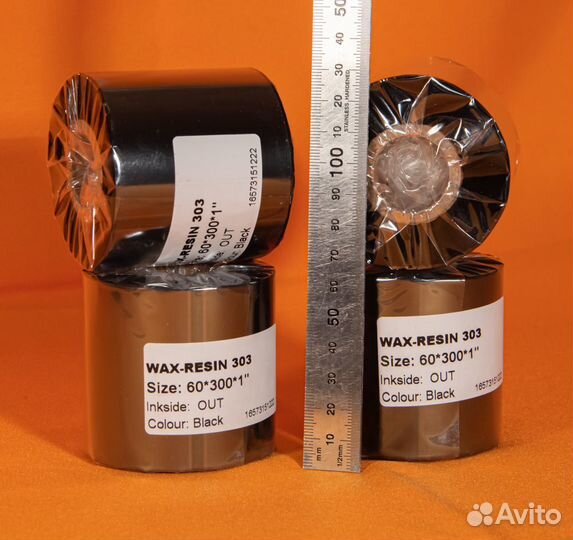 Риббон, 60мм х 300м, Wax-Resin Out, красящая лента