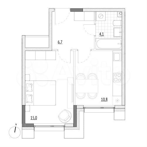 1-к. апартаменты, 36,6 м², 2/7 эт.