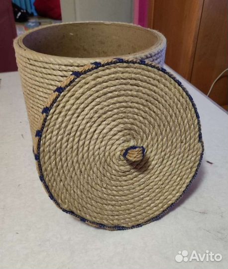 Корзина из джута с крышкой