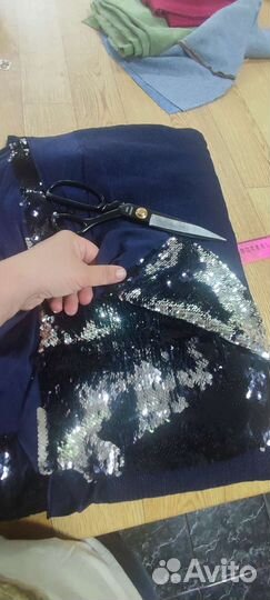 Ткань с пайетками 3 метра + подклад