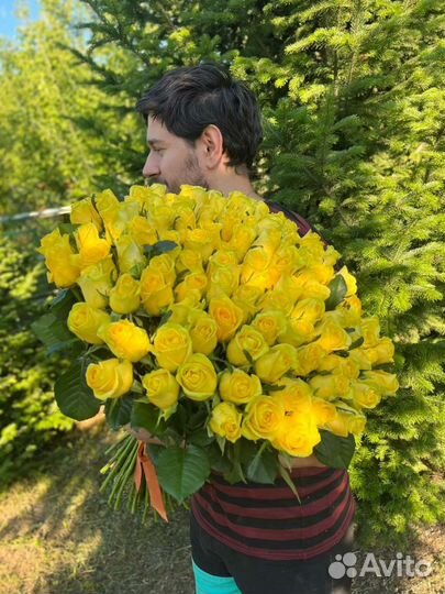101 жёлтая роза в Новосибирске