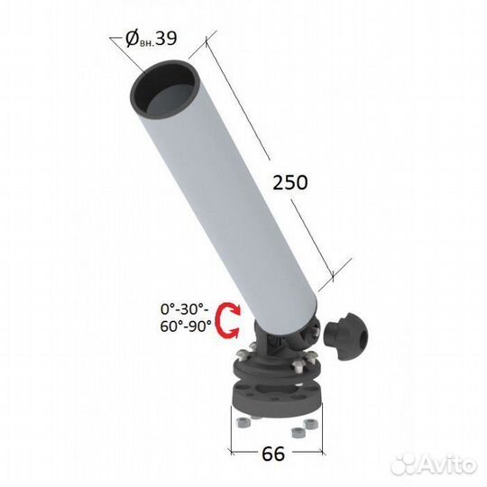 Держатель спиннинга торцевой на палубу наклонный