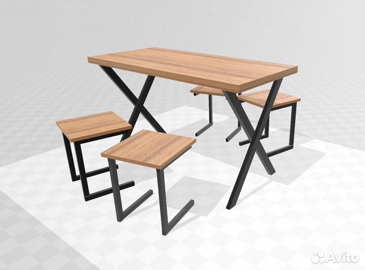 Обеденная группа из массива в стиле лофт