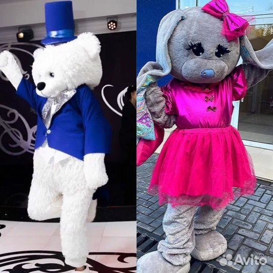Ростовые куклы, аниматоры, зайка И мишка