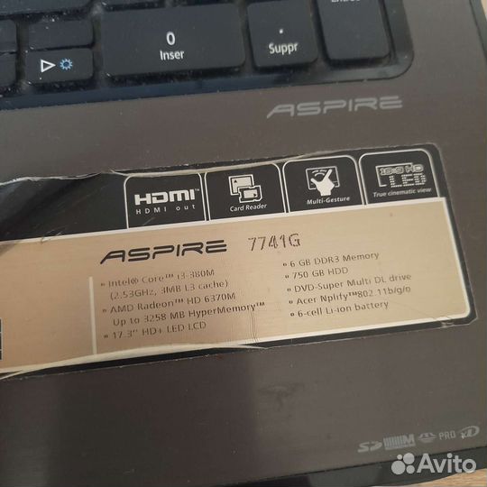 Acer aspire 7741g intel i3 RAM 6GB