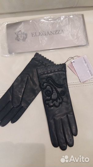 Новые перчатки кожа размер 7 шерсть