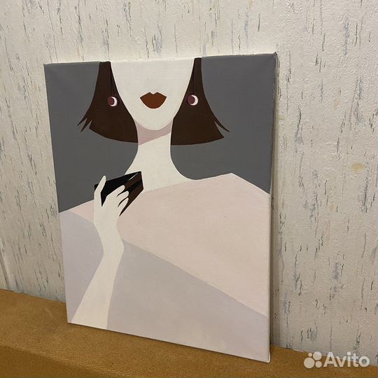 Авторская интерьерная картина «Девушка с тортом»