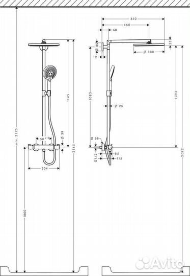 Hansgrohe Showerpipe 300 душевая система 27114000