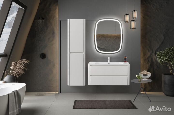 Тумба с раковиной Cezares relax-800-2C-SO-BL белая глянцевая