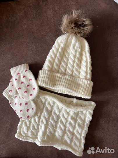 Комплект шапка, шарф на девочку
