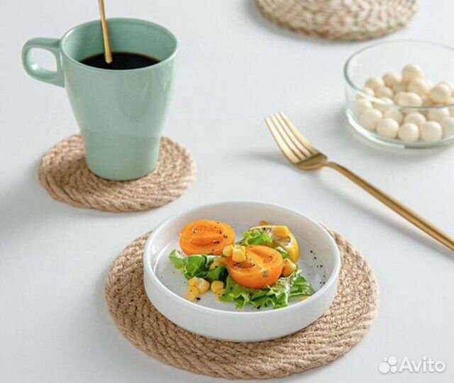 Подставка под горячее джут 13 см комплект 3 шт