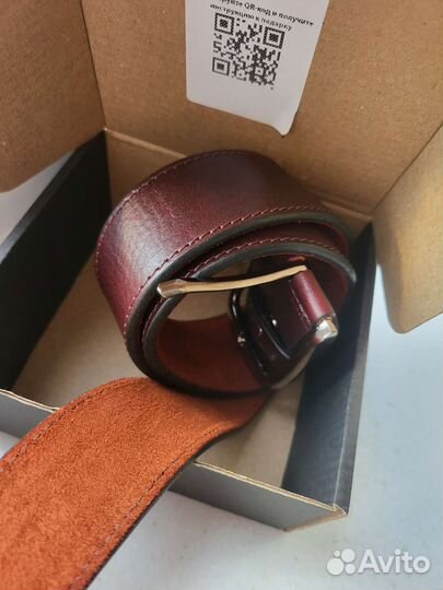 Мужской кожаный ремень коричневый