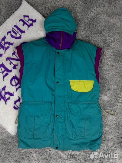 Винтажная двусторонняя пуховая жилетка