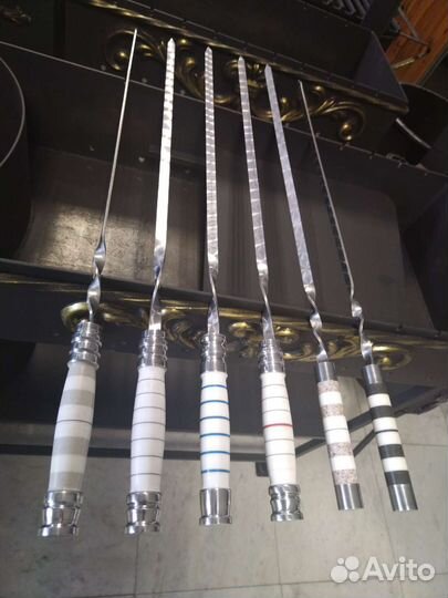 Шампуры с ручкой из камня, нержавейка