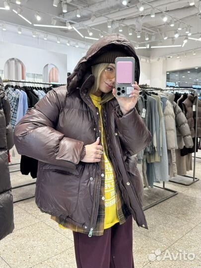 Пуховик женский зимний с накладными карманами