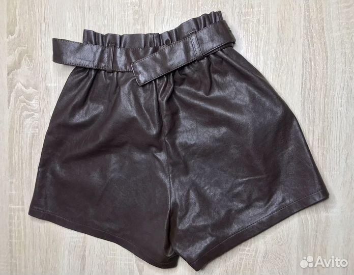 Шорты кожаные коричневые