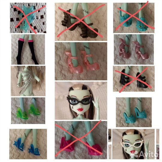 Обувь,аксессуары монстер хай,платье,коробка барби