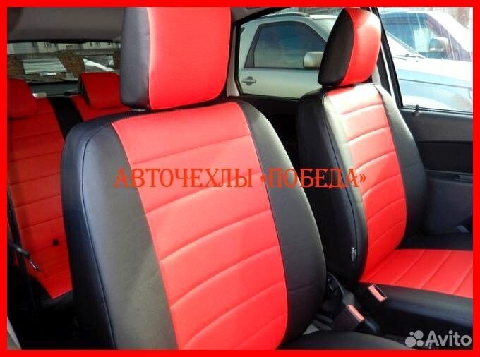 Чехлы из экокожи LADA Granta чёрно-красные Классик