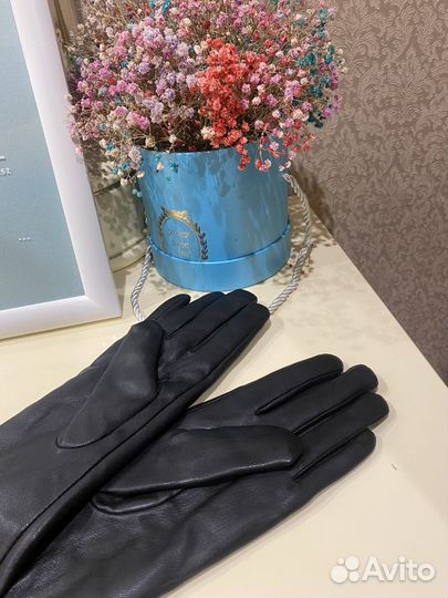 Длинные перчатки из натуральной кожи
