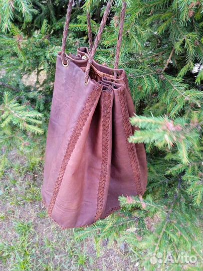 Кожаная сумка мешок