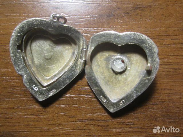 Серебро Кулон в виде сердце, кольца с Янтарём
