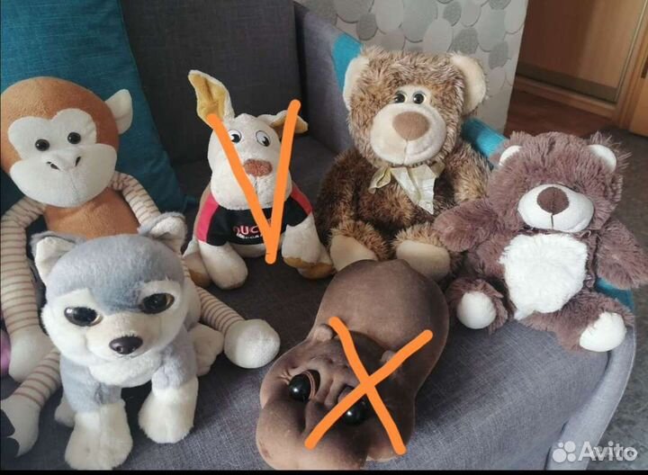 Мягкие игрушки, медведь, собака