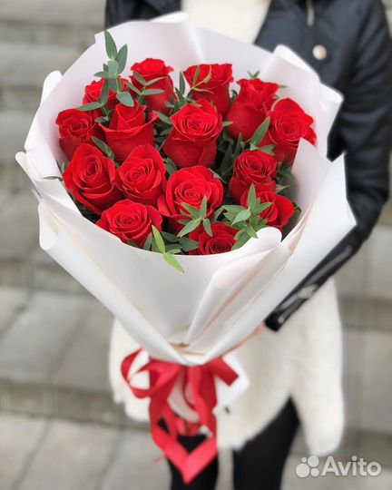 Красные Розы в Букетах. Доставка/Самовывоз