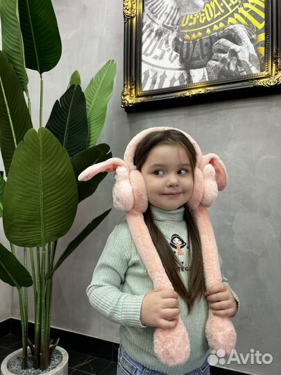 Меховые наушники зайчик с ушками