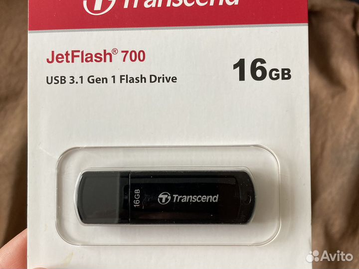 Флешка usb 16gb, USB 3.1, Transcend, новая