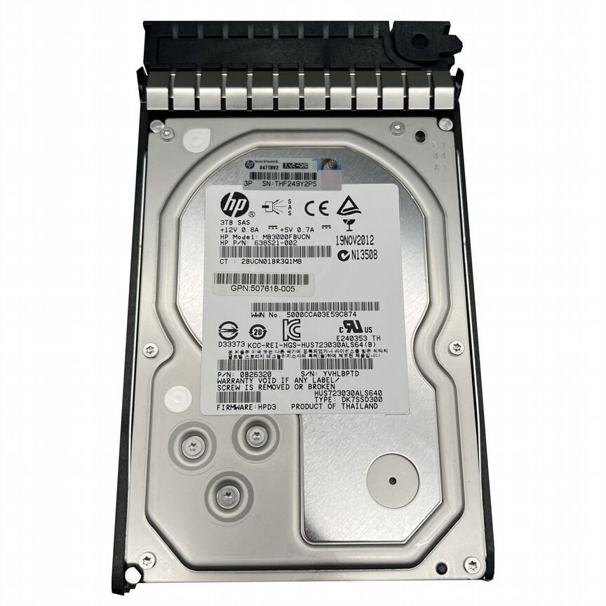 [MB3000FBUCN] Жесткий Диск Hp 3tb Sas 3,5" Hdd Mb3000fbucn