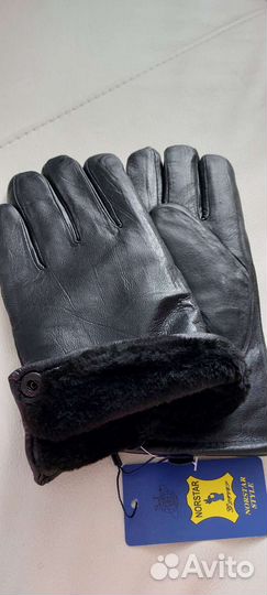 Мужские зимние кожаные перчатки