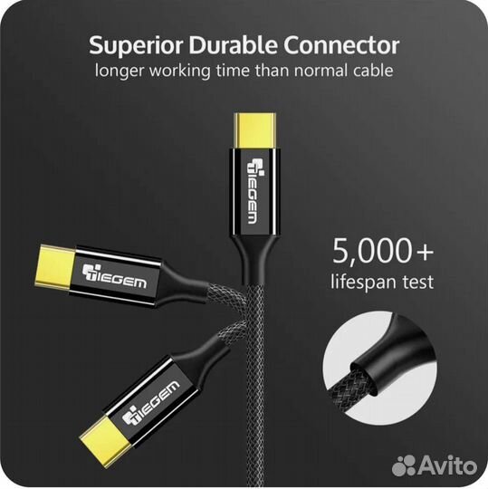 Кабель Tiegem быстрая зарядка USB/type-C, 31 см