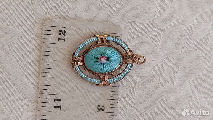 Гильошированная эмаль кулон Франция винтаж