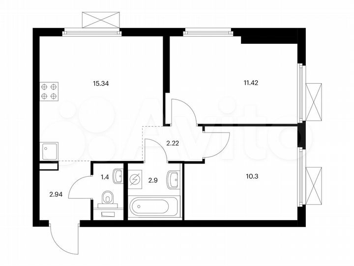 2-к. квартира, 46,5 м², 32/33 эт.