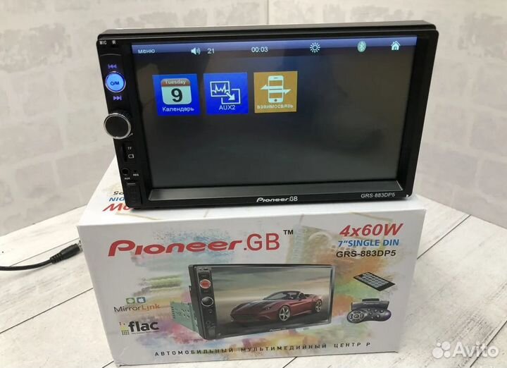 Магнитола Pioneer 1DIN с экраном bluetooth GRS-883