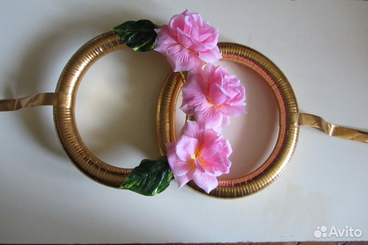 Свадебные кольца и лента на машину, веночек