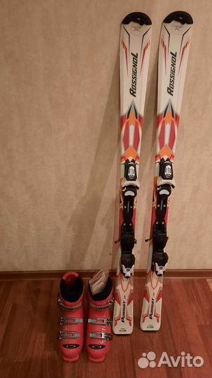 Горные лыжи детские 130 см с ботинками