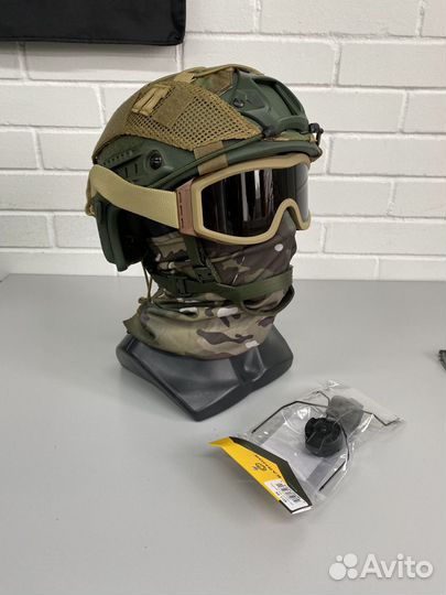 Баллистический шлем + чехол, очки, балаклава