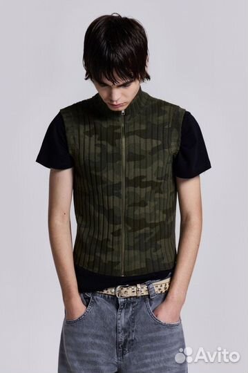 Jaded London Camo Polar Knit Vest