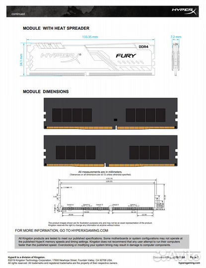 Оперативная память HyperX Fury 32гб DDR4 dimm