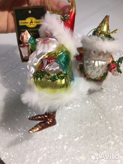 Гномики ёлочные игрушки стекло