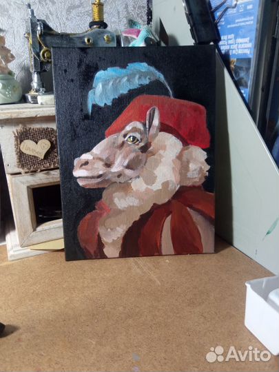 Картина акрилом на картоне 